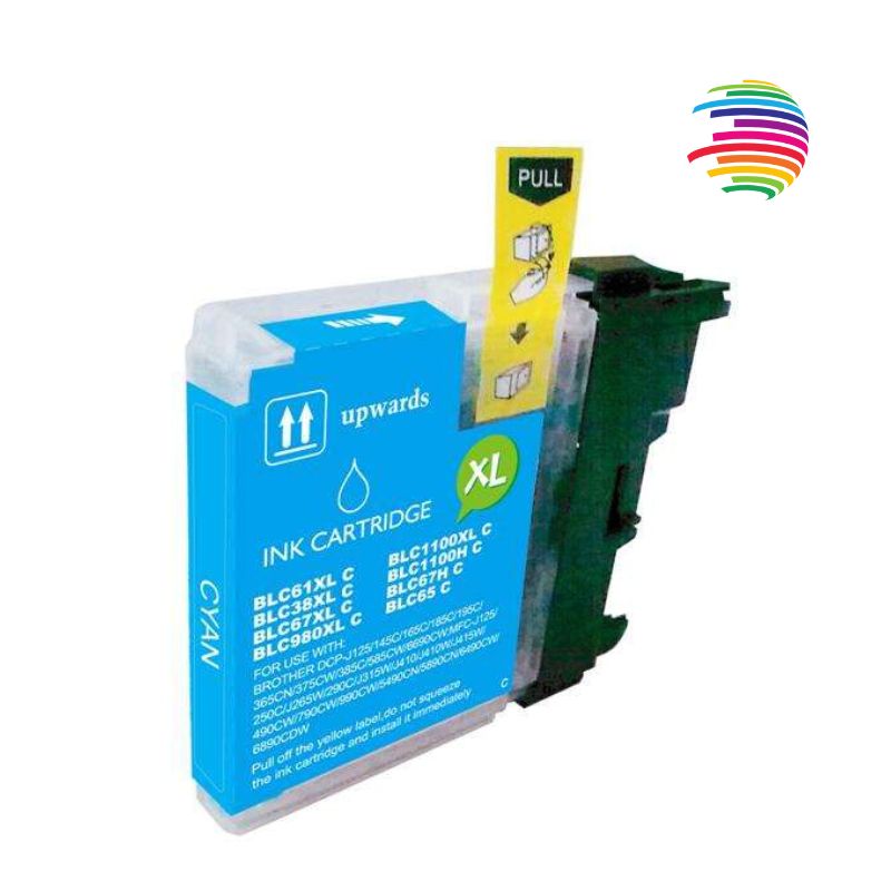 Brother LC980XL/LC1100XL/LC985XL Cyan Cartucho de Tinta Generico - Reemplaza LC980C/LC1100C/LC985C
