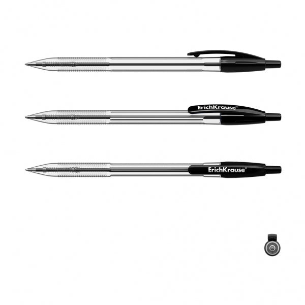 ErichKrause R-301 Matic Ballpoint Pen - Box of 50 - Retractable Ballpoint Pen, 1.0mm Ballpoint Pen - Quick-Drying Ink - Transparent Body - Color of Your Choice