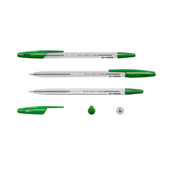 Erichkrause R-301 Ballpoint Pen - Box of 50 - Ball Point 1.0mm - Stroke 0.5mm - Quick-Drying Ink - Transparent Body - Ventilated Cap - Color of your choice