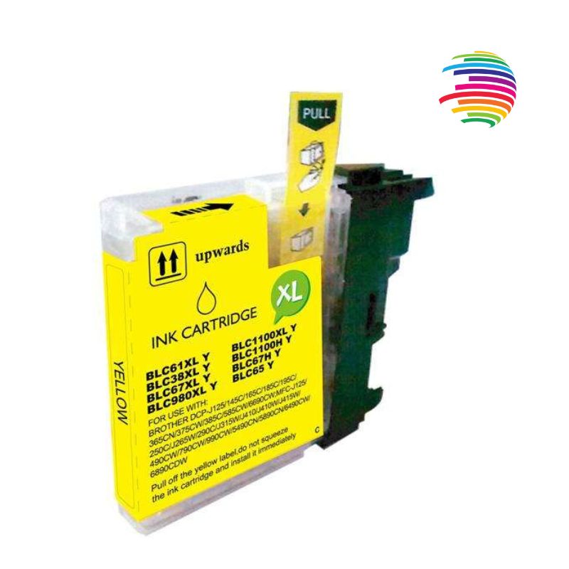 Brother LC980XL/LC1100XL/LC985XL Amarillo Cartucho de Tinta Generico - Reemplaza LC980Y/LC1100Y/LC985Y