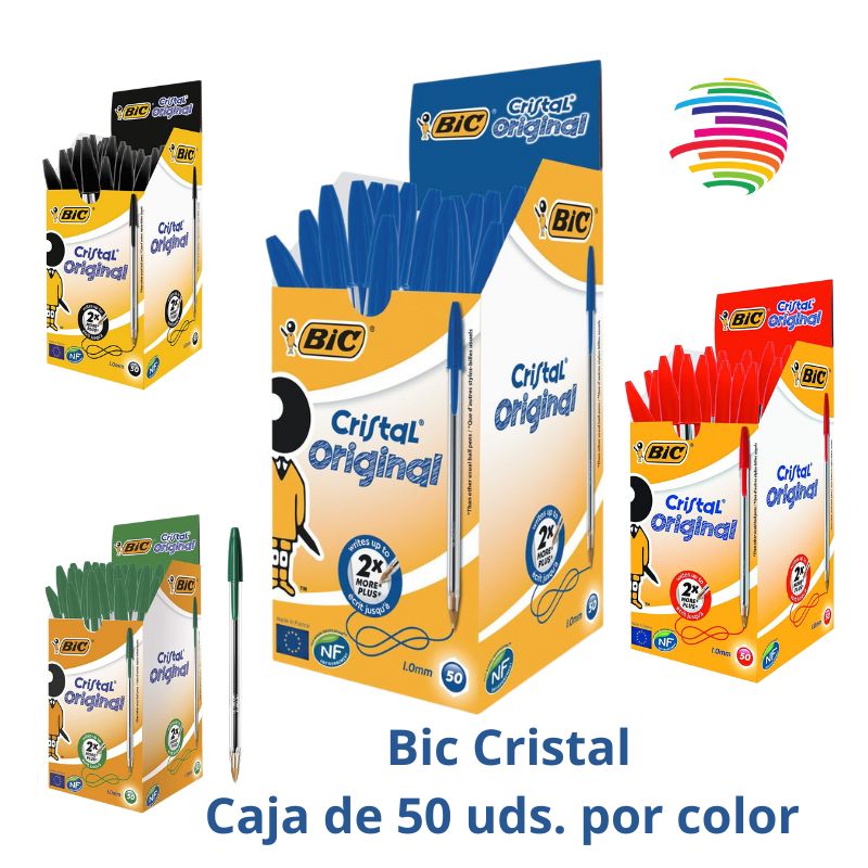Bic Cristal Original Ballpoint Pen BOX 50 units - Ballpoint Pen - 1.0mm Round Tip - 0.4mm Line - Oil-Based Ink - Choose color