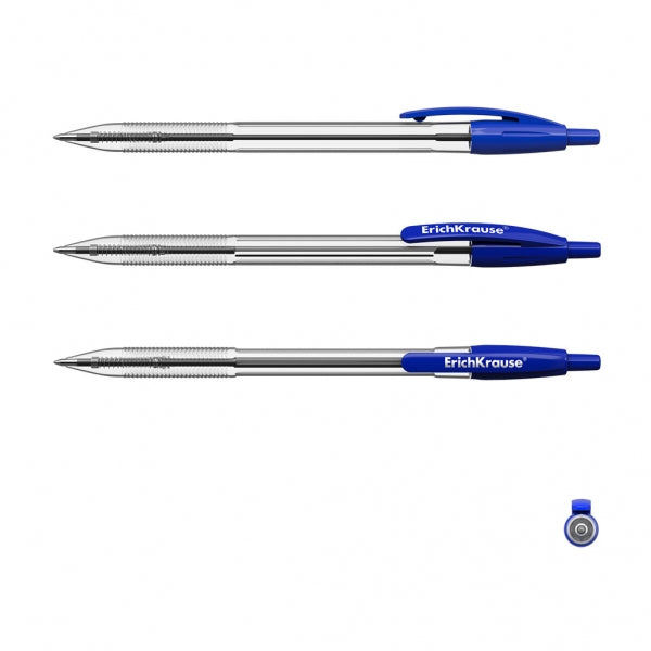ErichKrause R-301 Matic Ballpoint Pen - Box of 50 - Retractable Ballpoint Pen, 1.0mm Ballpoint Pen - Quick-Drying Ink - Transparent Body - Color of Your Choice