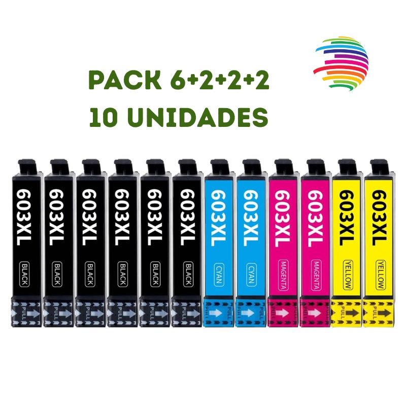 Epson 603XL Pack 10 uds. 4 Negro,2 Cyan,2 Magenta,2 Amarillo Cartucho de Tinta Generico