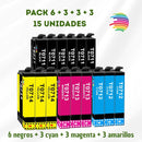 Epson T0711X15 Pack de 15 Cartuchos de Tinta genéricos 4+3+3+3