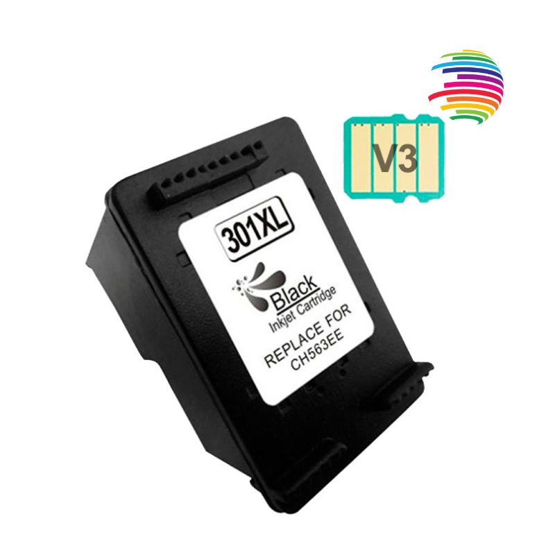 HP 301XL Black Remanufactured Ink Cartridge - Displays Ink Level - Replaces CH563EE/CH561EE