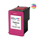 HP 302XL Color Remanufactured Ink Cartridge - Displays Ink Level - Replaces F6U67AE/F6U65AE