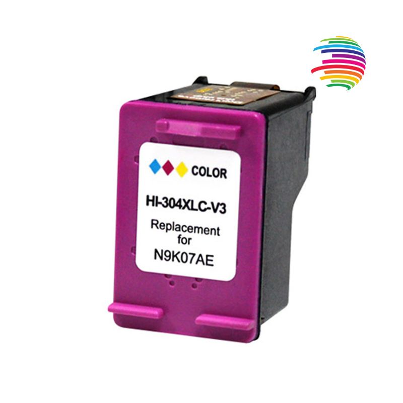 HP 304XL Color Cartucho de Tinta Remanufacturado  - 304 - Muestra Nivel de Tinta - Reemplaza N9K07AE/N9K05AE