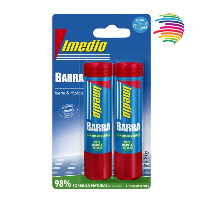 Medium Glue Pack of 2 Sticks 21g - Solvent-Free - Washable - Suitable for School Use