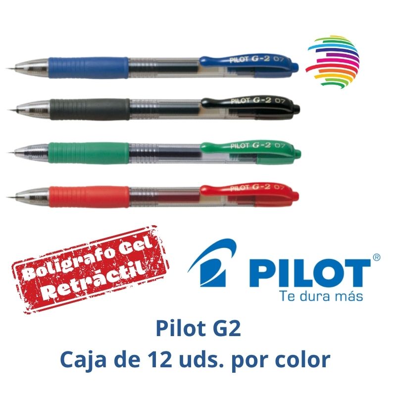 Pilot G2 BOX 12 units - Gel Pen - Retractable Rollerball - Refillable - Round Ball Tip 0.7mm - Stroke 0.32mm - Ergonomic Grip - Color of your choice
