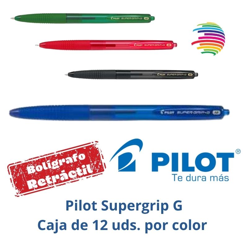 Pilot SuperGrip G - 12-pack - Retractable Ballpoint Pen - 1.0mm Round Tip - 0.4mm Line - Oil Ink - Ergonomic Grip - Choice of Color