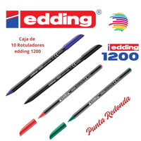 Edding 1200 Marker - Box of 10 - Round Tip - Line Size 0.5-1 mm - Water-Based Ink - Color of your choice
