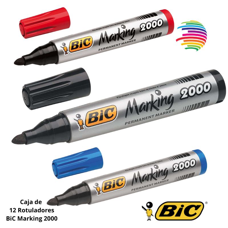 Bic Marking 2000 Marker - Box of 12 - Permanent - Alcohol-Based Ink - Eco-Friendly - Quick-Drying - Color of your choice