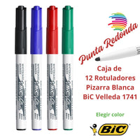 Bic Velleda 1741 Whiteboard Marker - Box of 12 - Round Tip - 1.2mm Stroke - Acetone-Based Ink - Optimal Erasability - Long-Lasting - Color of Your Choice