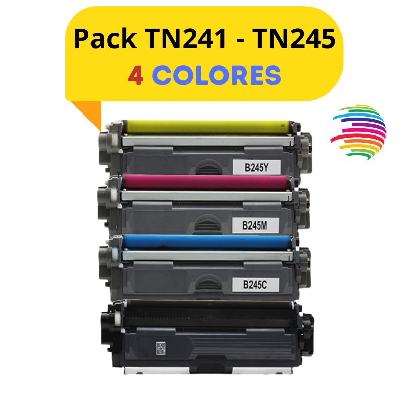 Brother TN241/TN245/TN242/TN246 Pack 4 COLORS 4 Generic Toner Cartridges - TN241BK/TN245C/TN245M/TN245Y