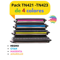 Brother TN421/TN423/TN426 Pack of 4 colors Generic Toner Cartridge - Replaces TN421Y/TN423Y/TN426Y