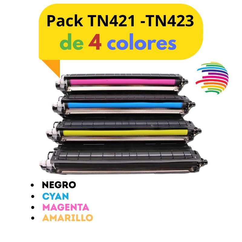 Brother TN421/TN423/TN426 Pack of 4 colors Generic Toner Cartridge - Replaces TN421Y/TN423Y/TN426Y