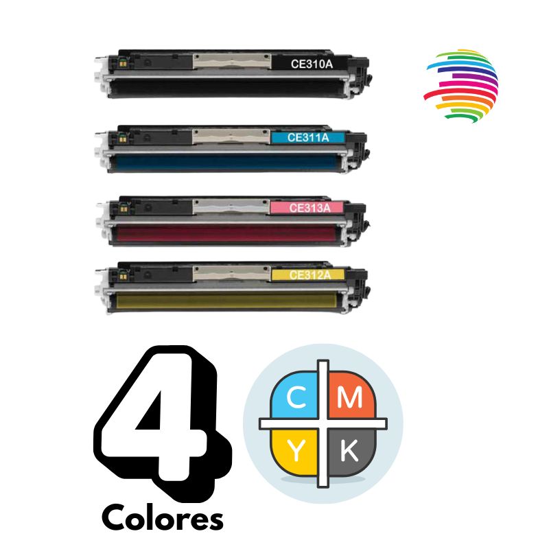 HP CE310A/CF311A/CF312A/CF313A PACK 4 COLORES Cartucho de Toner Generico - Reemplaza 126A/130A